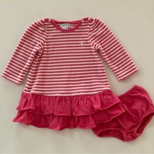 Ralph Lauren Baby Girl 6 Months Pink Velour Dress